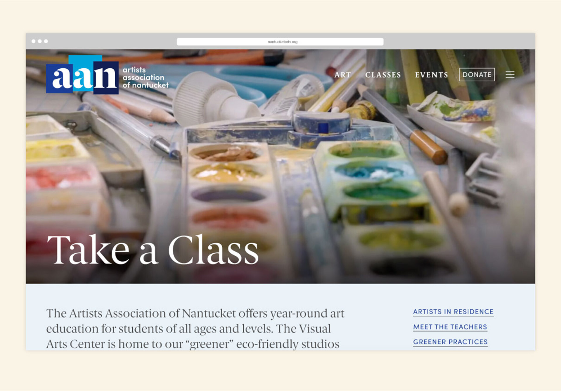 AAN Take a Class webpage screenshot