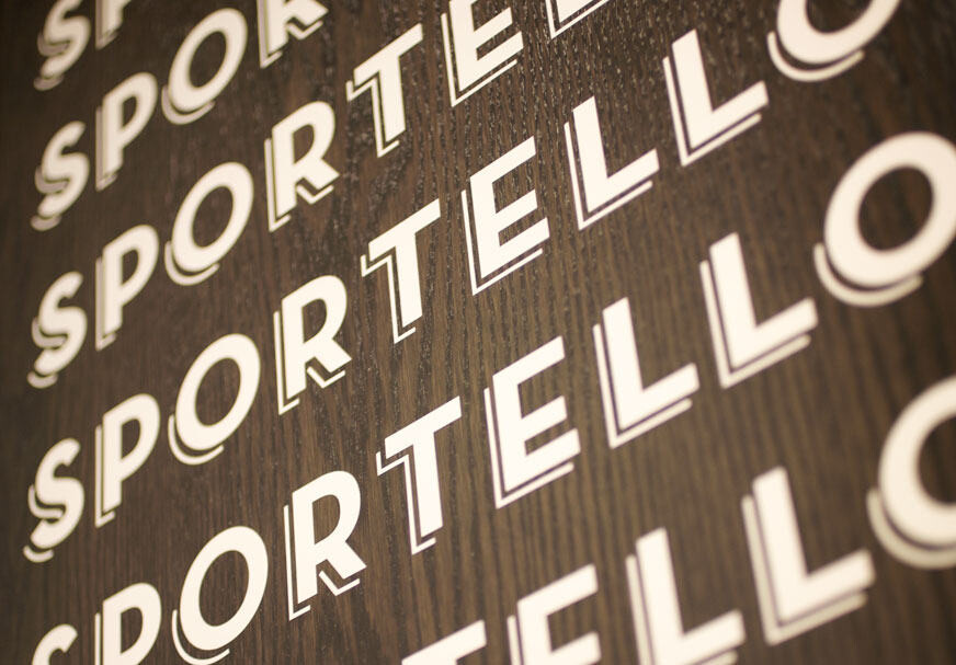 Sportello logo pattern on wood