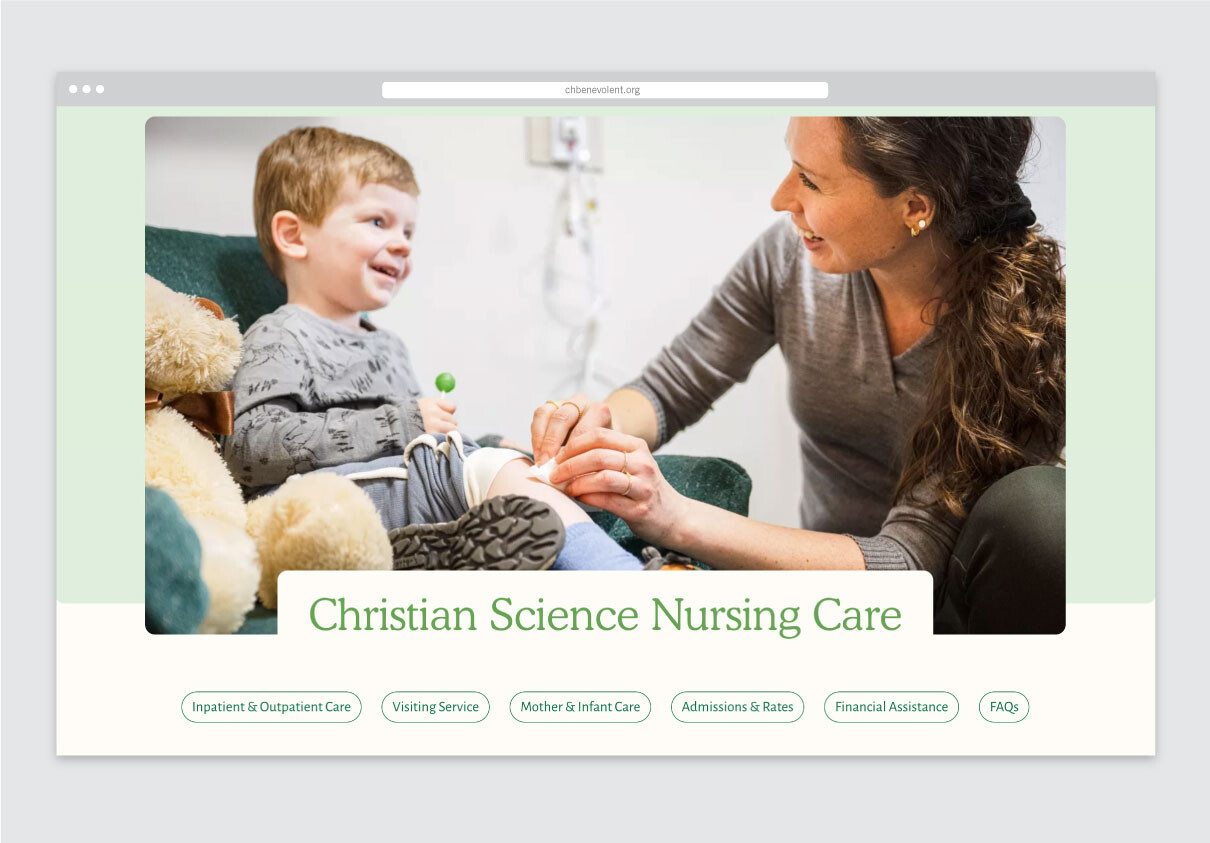 Nursing care landing page