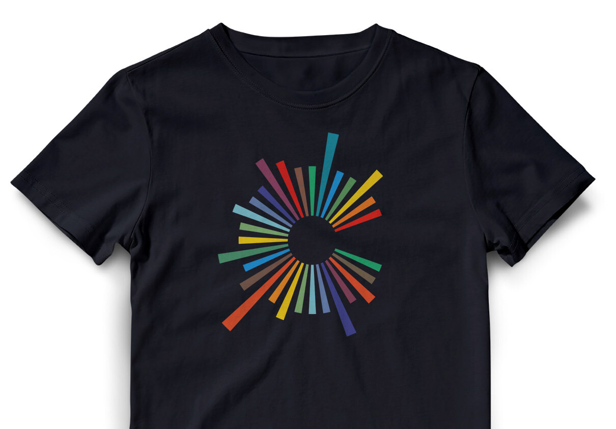 Colorful Central Square logo on black t-shirt