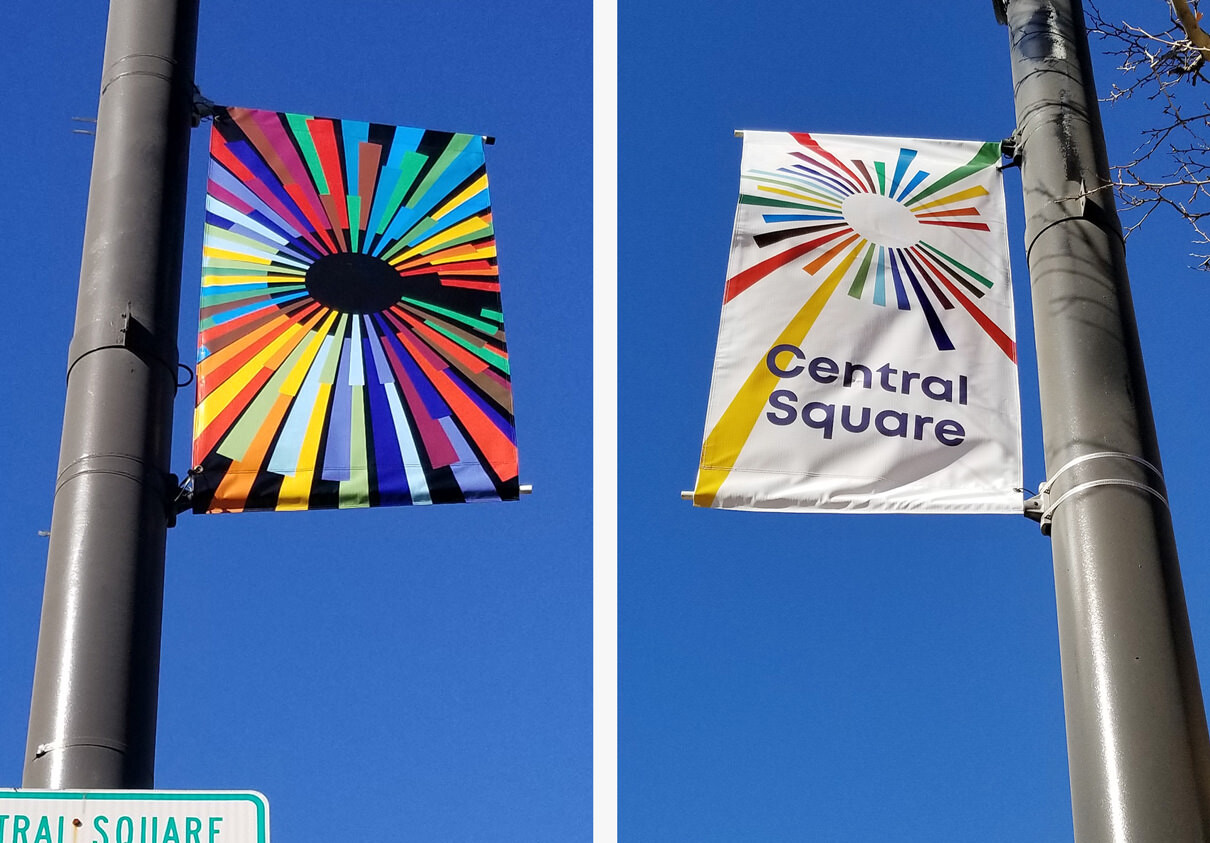 Central Square two street banners on poles