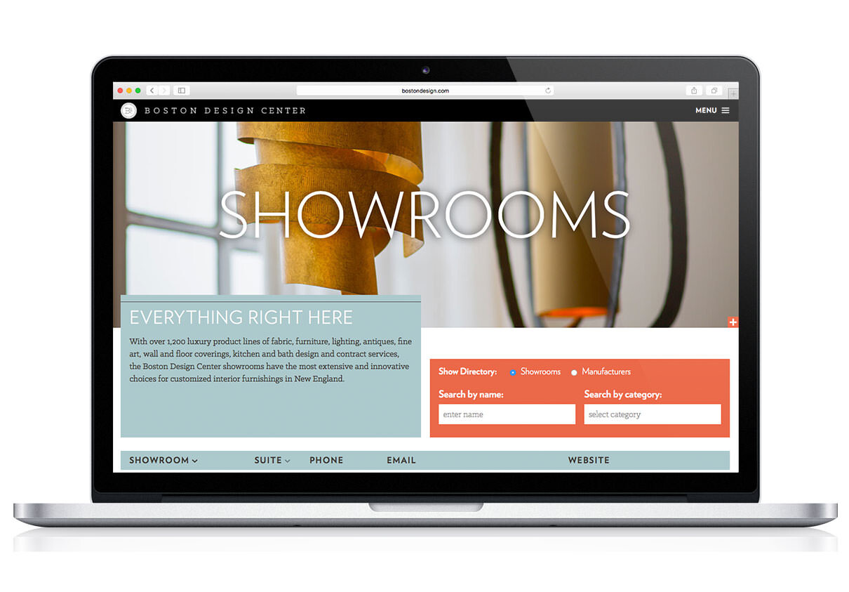 Boston Design Center showrooms webpage