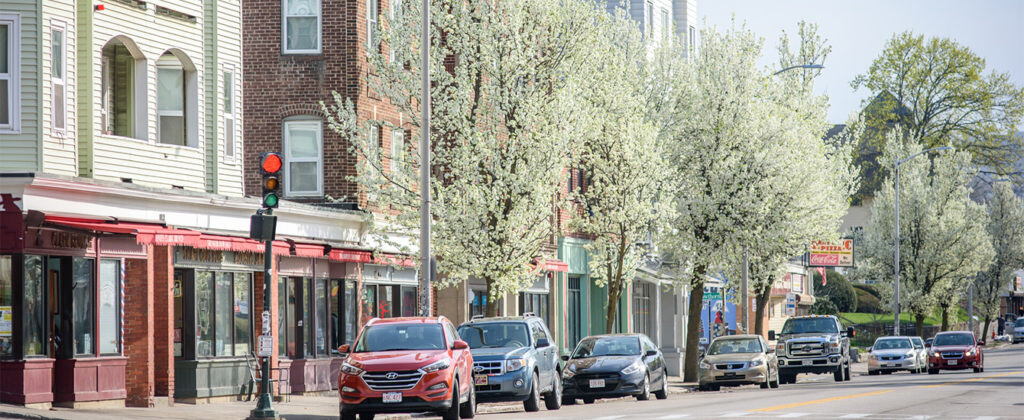 Worcester main street in spring