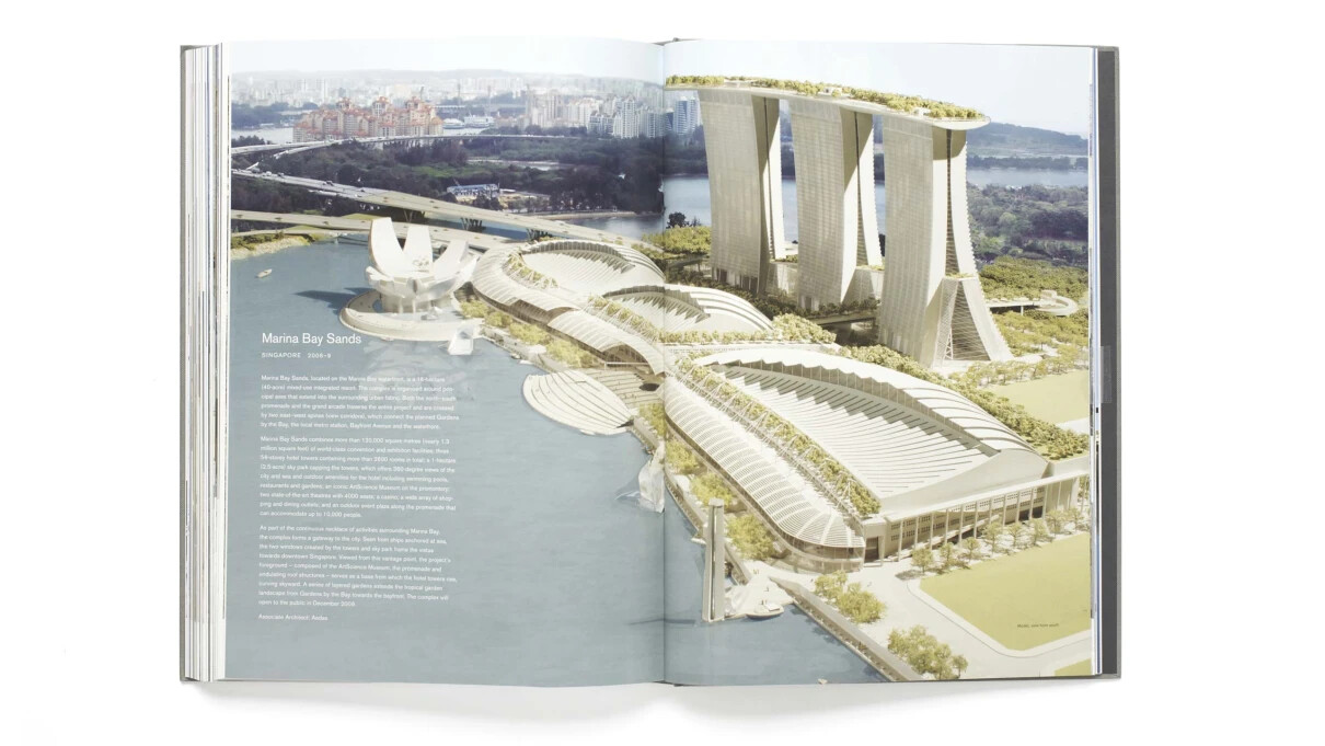 Moshe Safdie book open to Marina Bay Sands