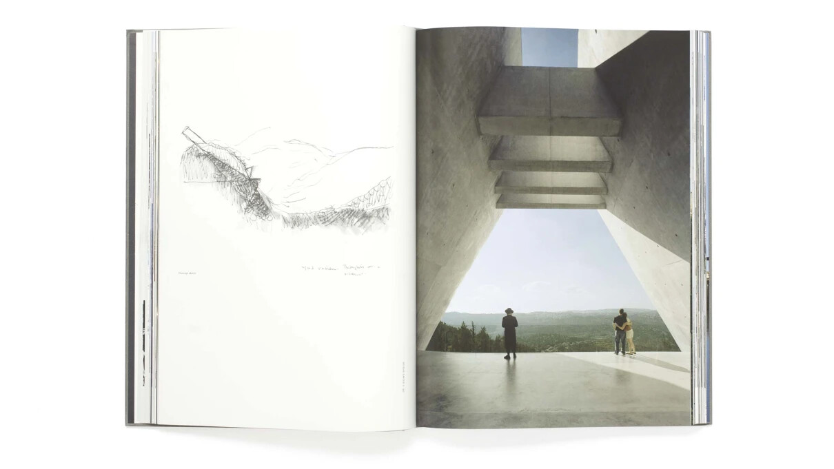 Moshe Safdie spread with sketch and image