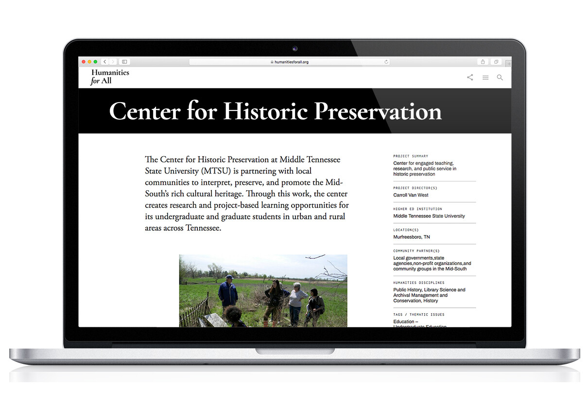 Humanities for All website project