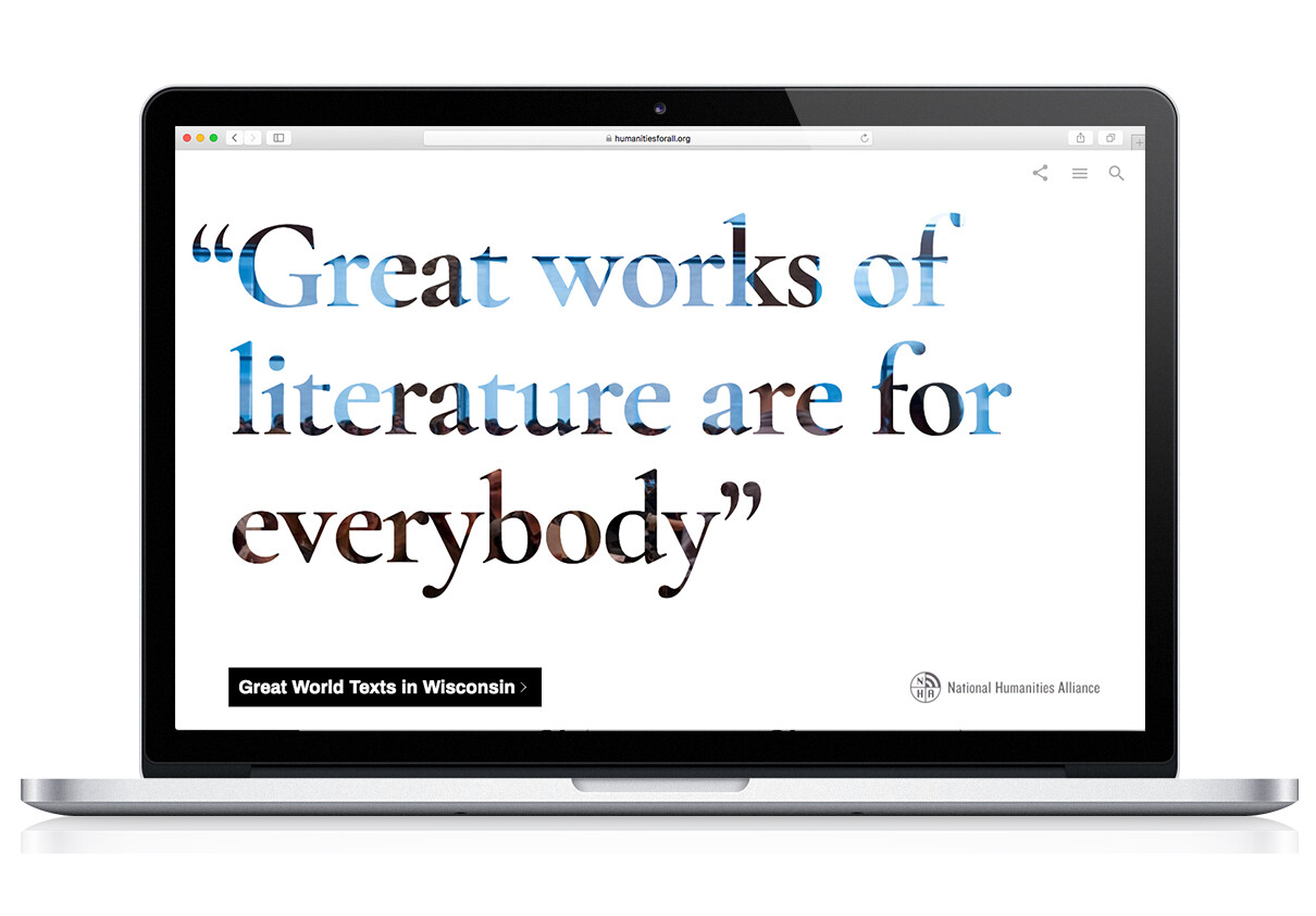 Humanities for All website homepage large text