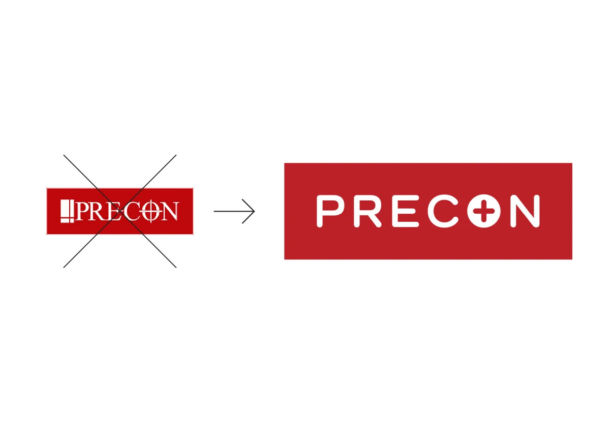Precon old logo transforming to new logo