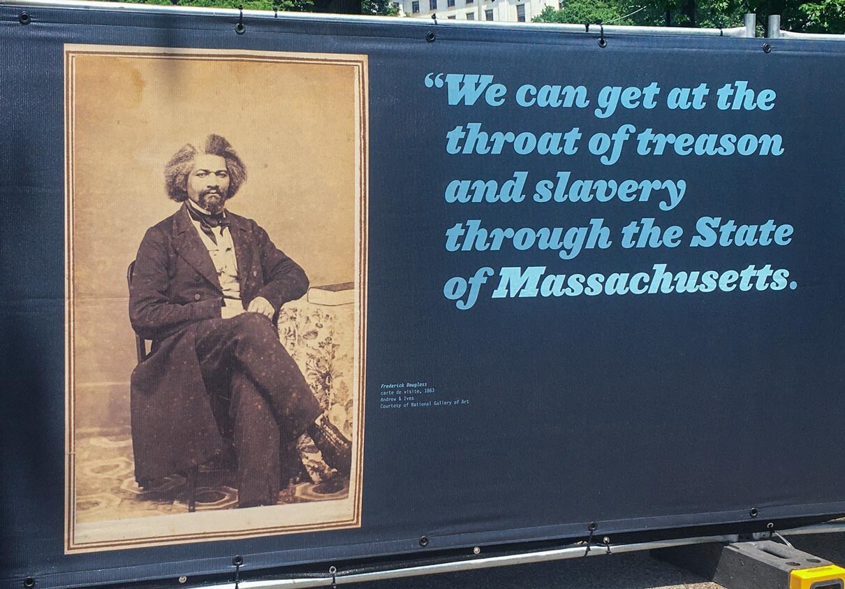 Frederick Douglass quote on Shaw 54th construction fence