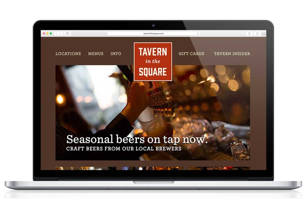 Redesigned Tavern in the Square homepage