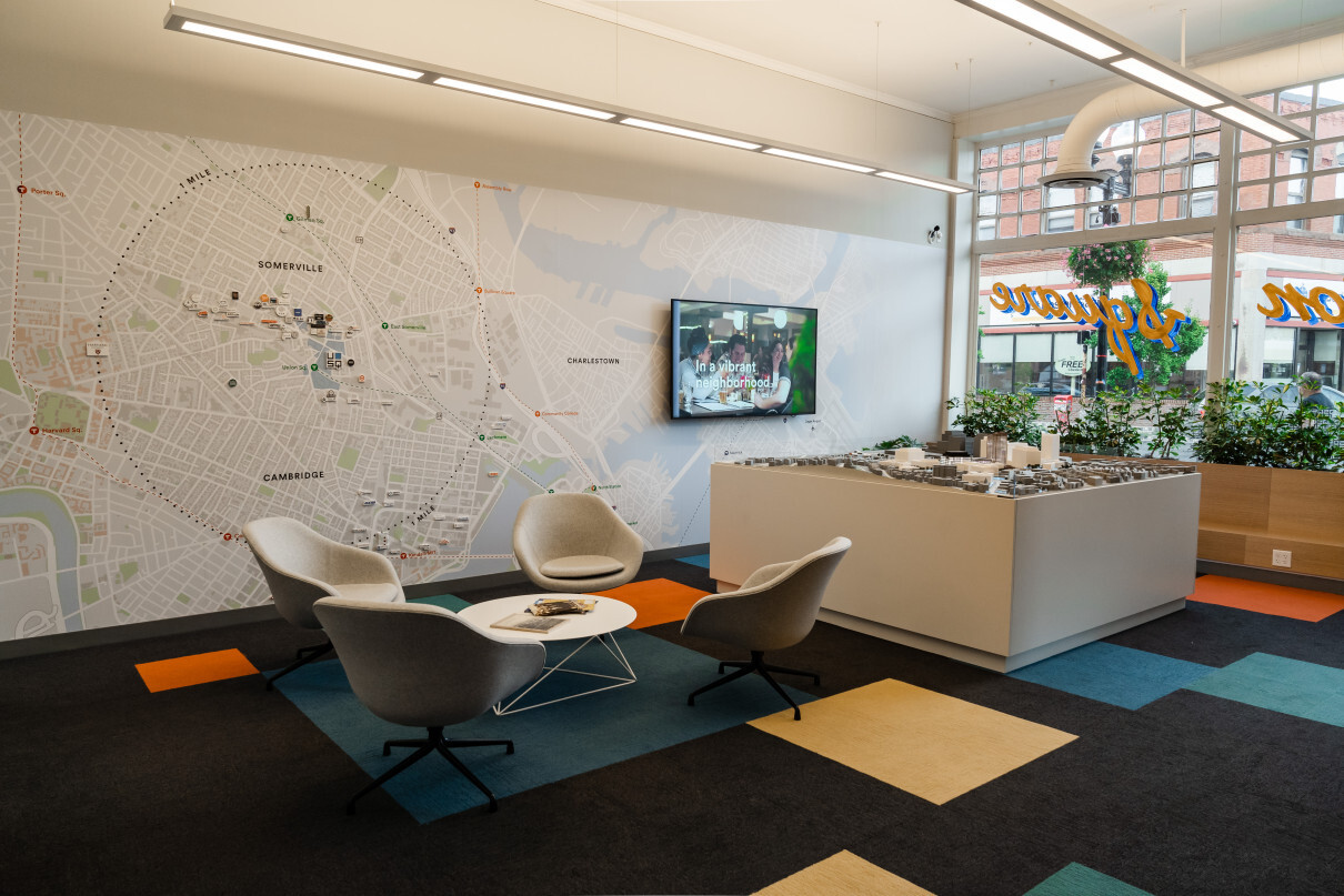 usq seating with map wall