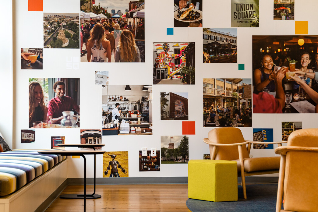 Vibrant image wall at USQ marketing office